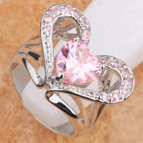 NOBLE PINK KUNZITE 8*8mm GEMSTONES SILVER RING Size8